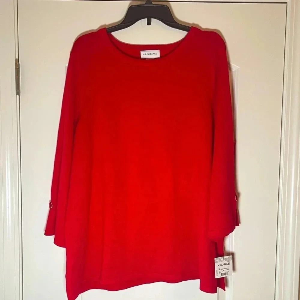 NWT Liz Claiborne Red Sweater with Accent Sleeves Size XXL NWT